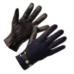 Ace (Ziegenleder) - Herrenhandschuhe aus blauem Leder, handgefertigt, mit Wolle und Kaschmir gefüttert