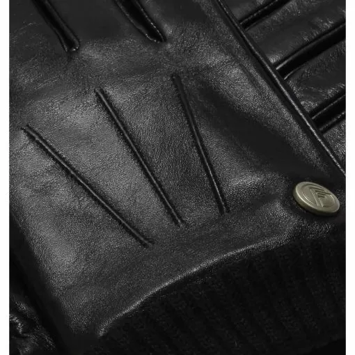 Dean luxury black leather lined men's gloves