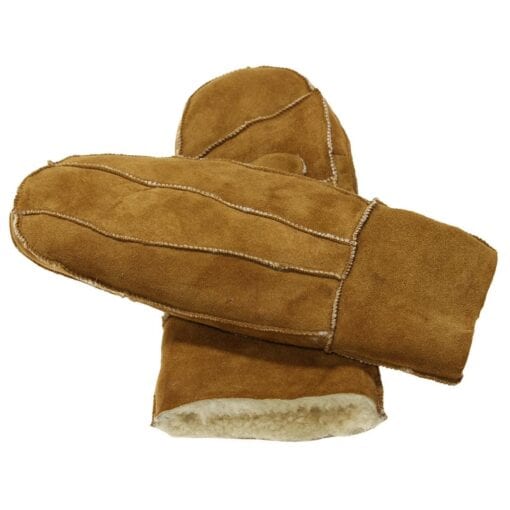 Puck zen leather suede lined mittens lammy (camel)