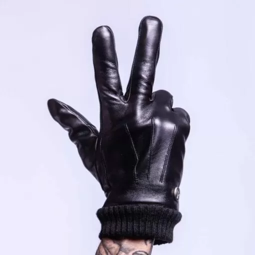 Men's Black Leather Gloves