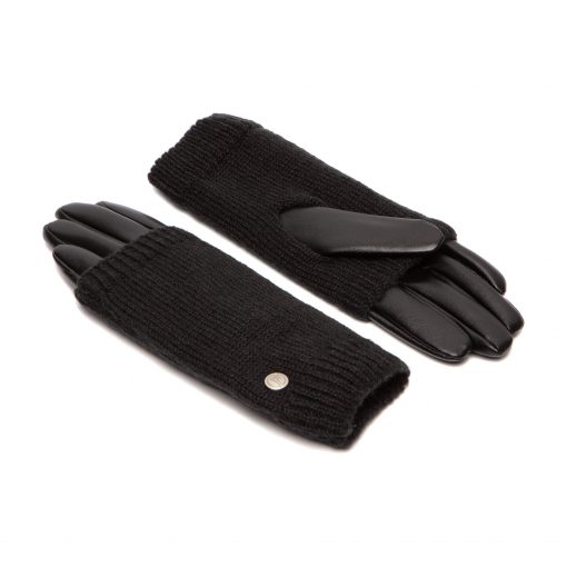 Vegan Leather Touchscreen Gloves Ladies with Wool Sleeve