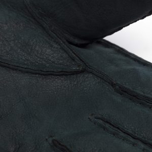 Details blue leather gloves ladies