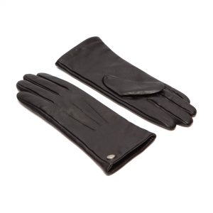 Plain Black Leather Gloves Ladies