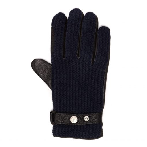 Blue Leather gloves men