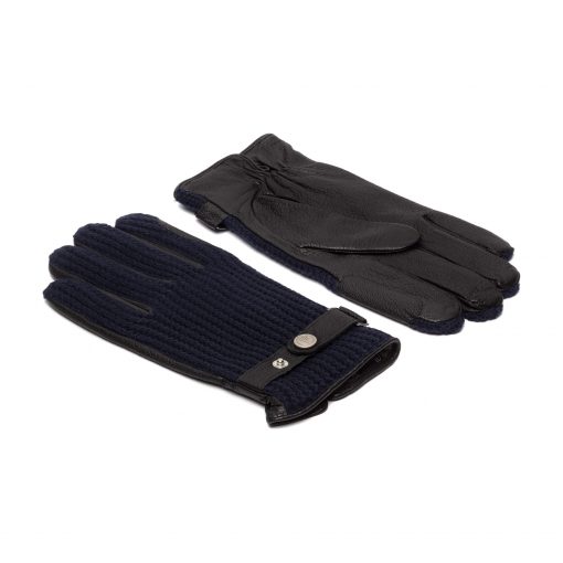 Blue Leather gloves men