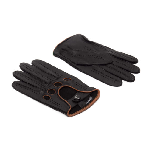 F1 Black / Brown Leather Car Gloves Men