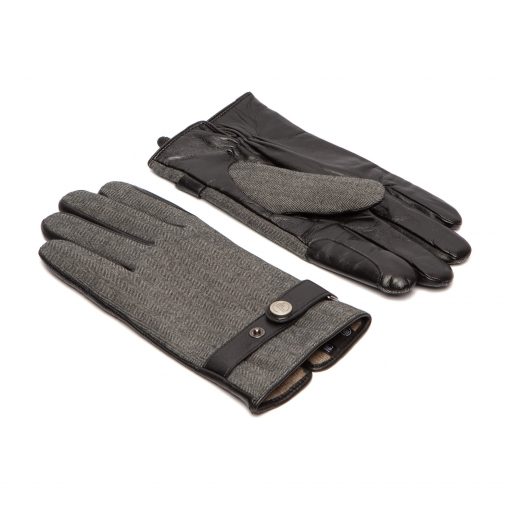 Leather grey men's gloves