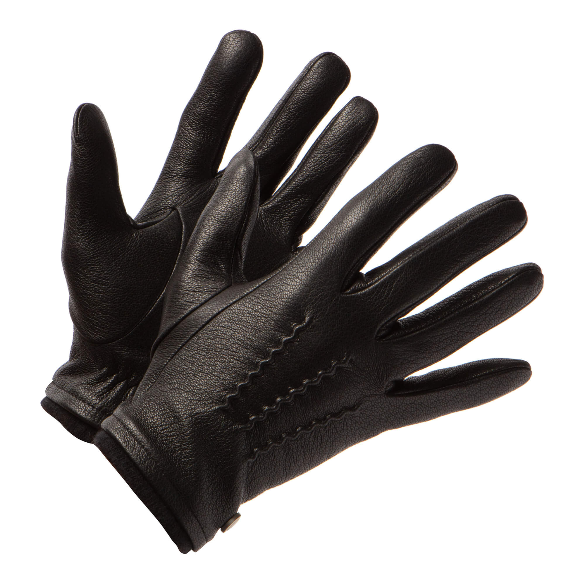 Gants en cuir pour homme, Mi-saison et hiver, de couleur noire avec poignets