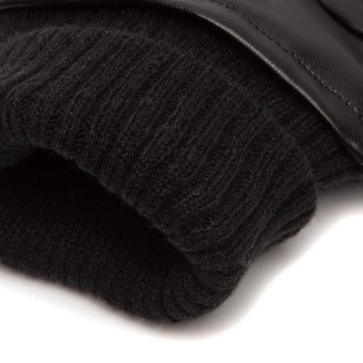 gants en cuir végétalien doublés noirs pour hommes