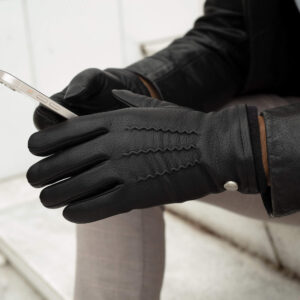 gants en cuir noir pour hommes