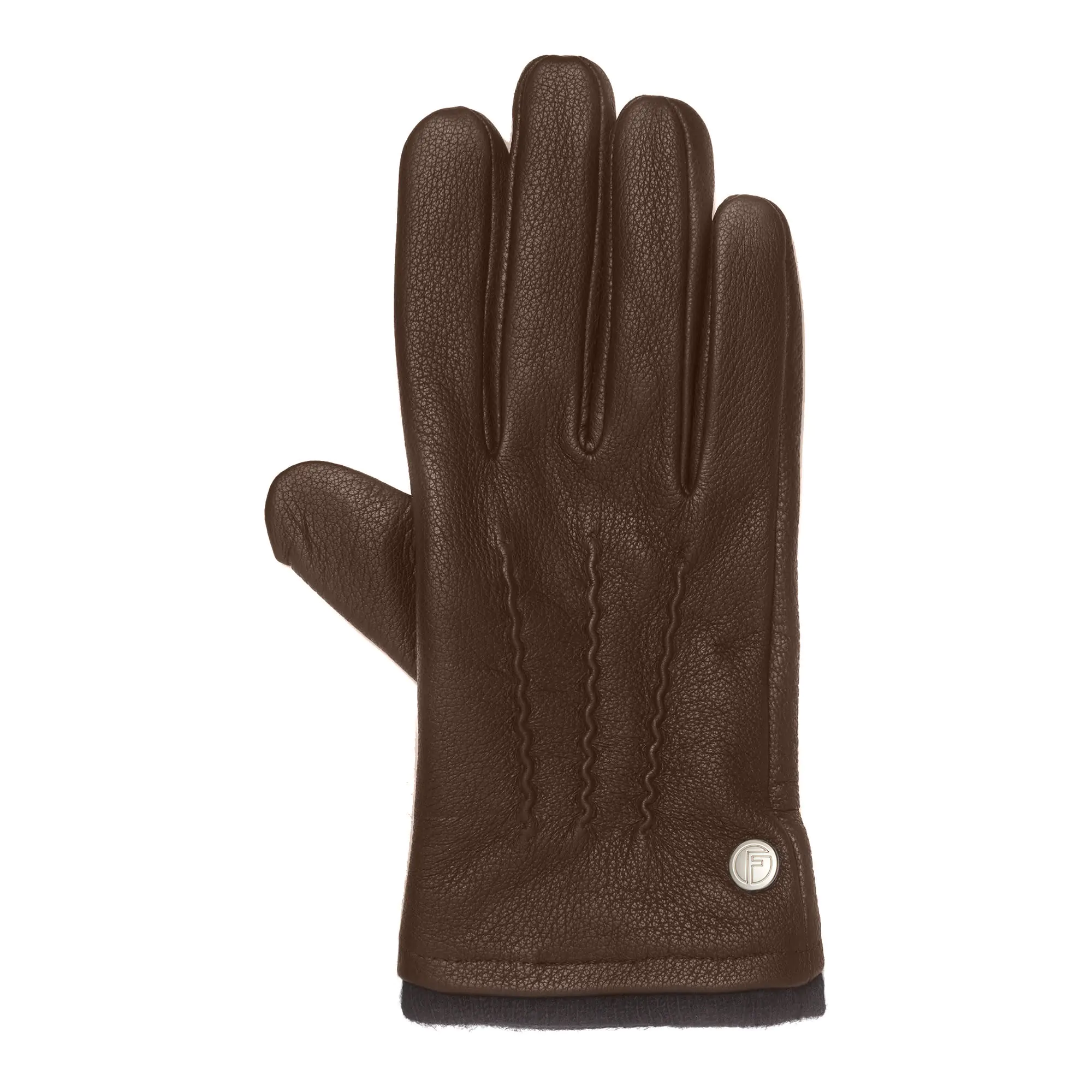 James (Goatskin) - Brown Leather Gloves Men with Luxury Wool Lining &  Unique Touch Function - S