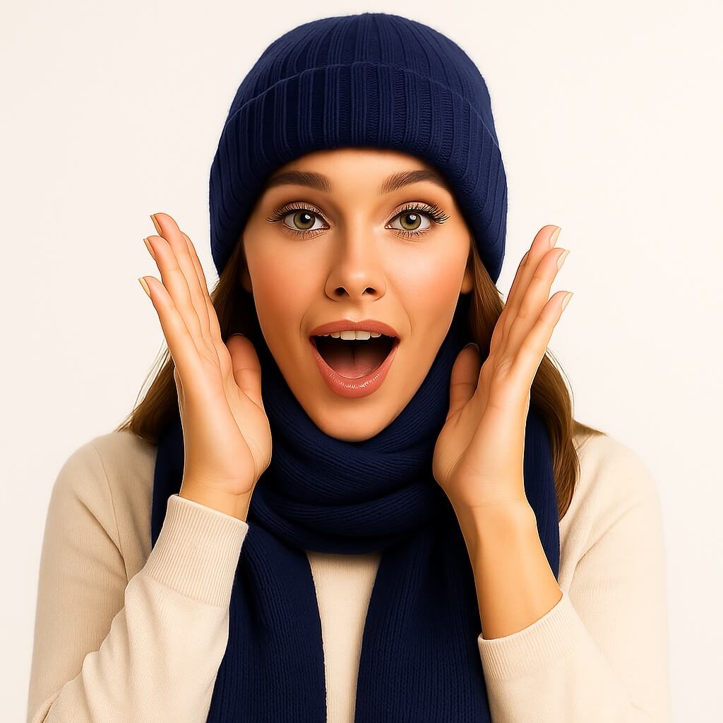 itch-free hat and scarf blue merino wool frickin