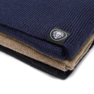 Three scarves made of 100% merino wool in different colours
