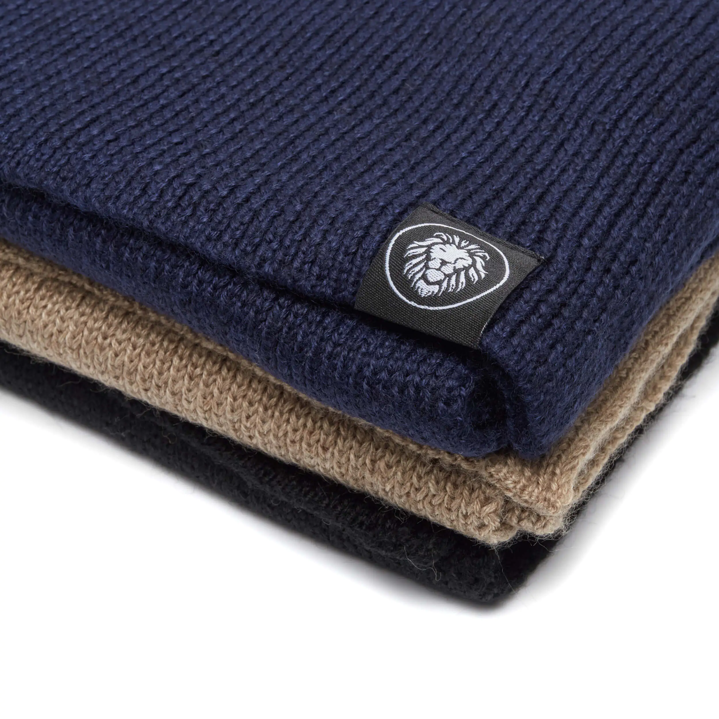 Three scarves made of 100% merino wool in different colours