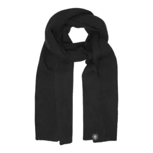 Écharpe nouée en laine mérinos noire, chaude et élégante.