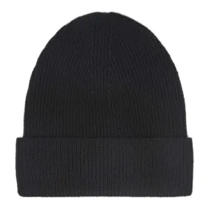 Black knitted merino wool hat with turn-up collar