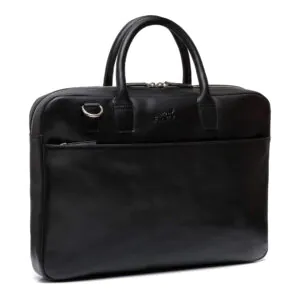 Lederen laptoptas met handvatten