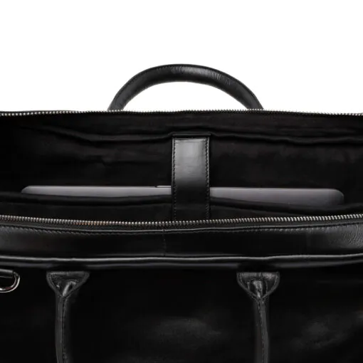Binnenzijde lederen laptoptas zwart frickin