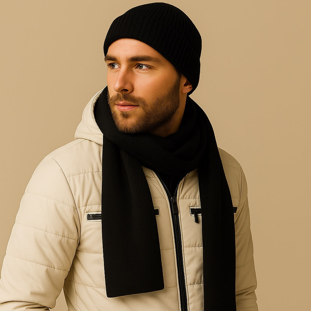 Riley - Warme Zwarte Muts Merino Wol | Premium kwaliteit | Heerlijk Zacht, Ademend en Jeukvrij | Unisex - Afbeelding 5