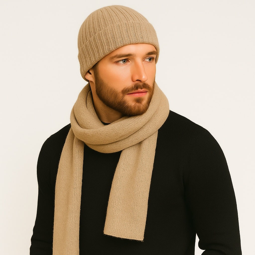 Riley - Warme Beige Muts Merino Wol | Premium kwaliteit | Heerlijk Zacht, Ademend en Jeukvrij | Unisex - Afbeelding 4