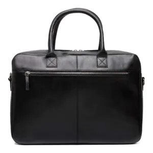 achterkant leren laptoptas zwart