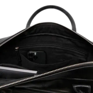 binnenzijde Soren zwart leren laptoptas