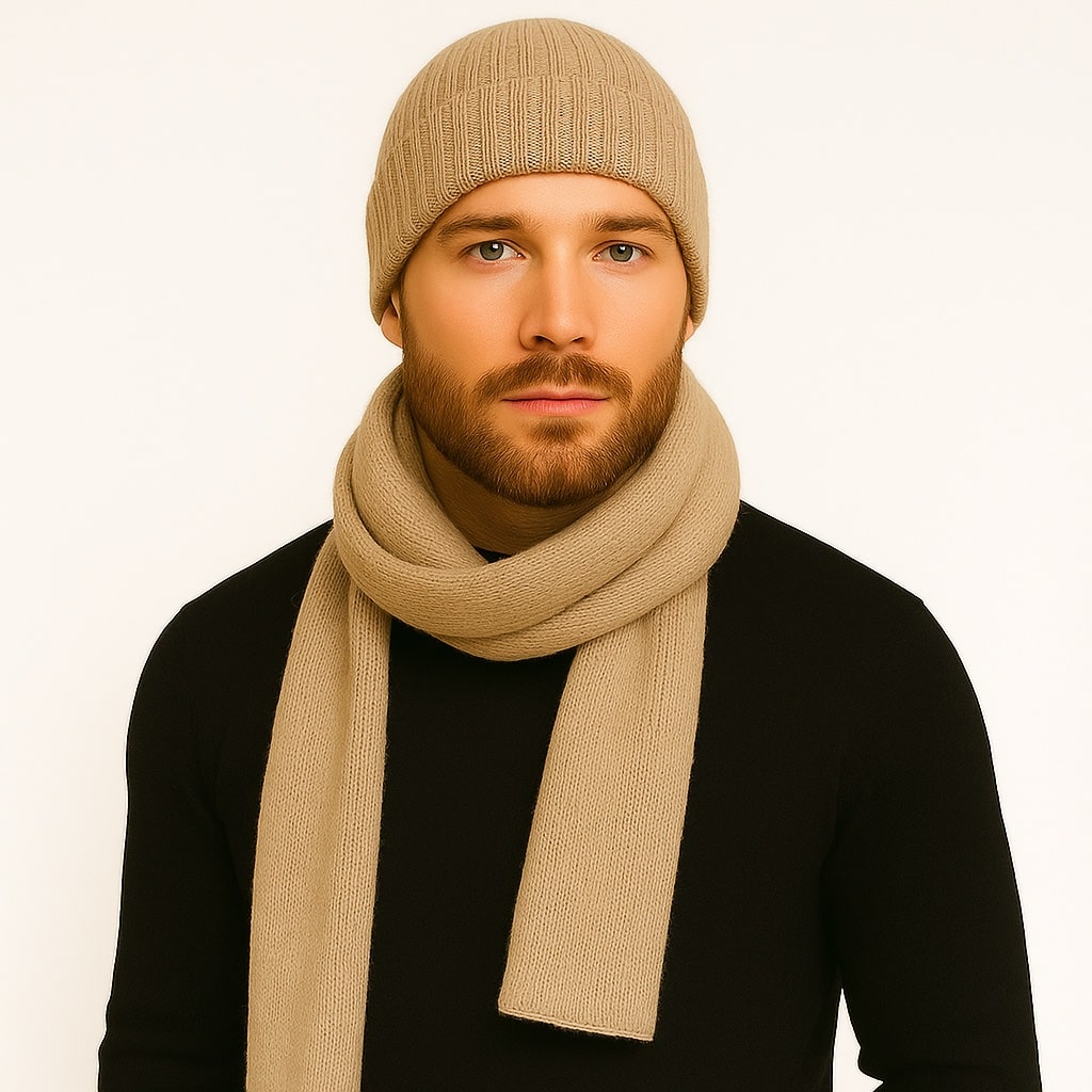 Riley - Warme Beige Muts Merino Wol | Premium kwaliteit | Heerlijk Zacht, Ademend en Jeukvrij | Unisex - Afbeelding 5