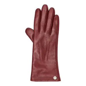 Eve (Bordeaux) - Lederen Handschoenen voor Dames in Donker Rode Kleur met Warme Wollen Voering - Afbeelding 5