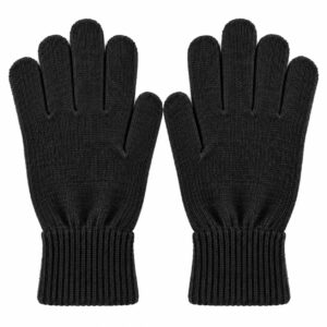 Zwarte merino wollen handschoenen naast elkaar