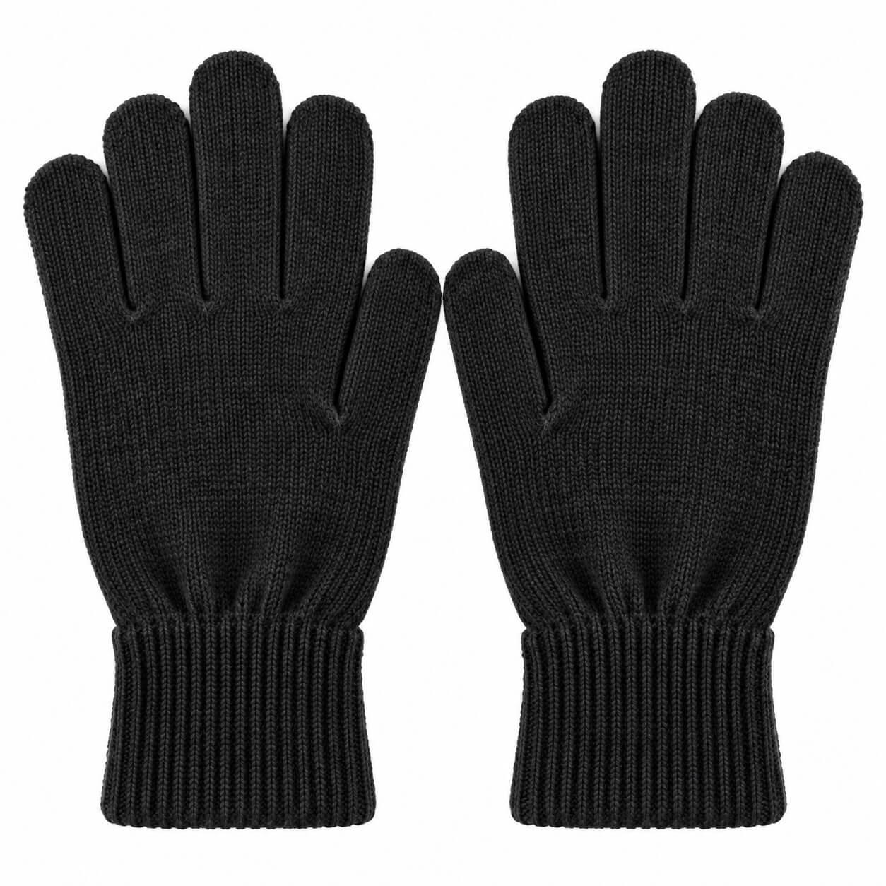 Zwarte merino wollen handschoenen naast elkaar