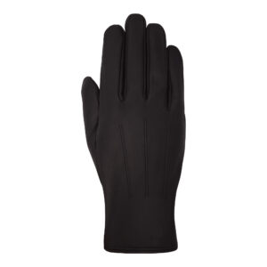 Adam Mat Zwart leren heren winterhandschoen met drie klassieke sierstiksels, bovenaanzicht met verfijnde leerdetails.