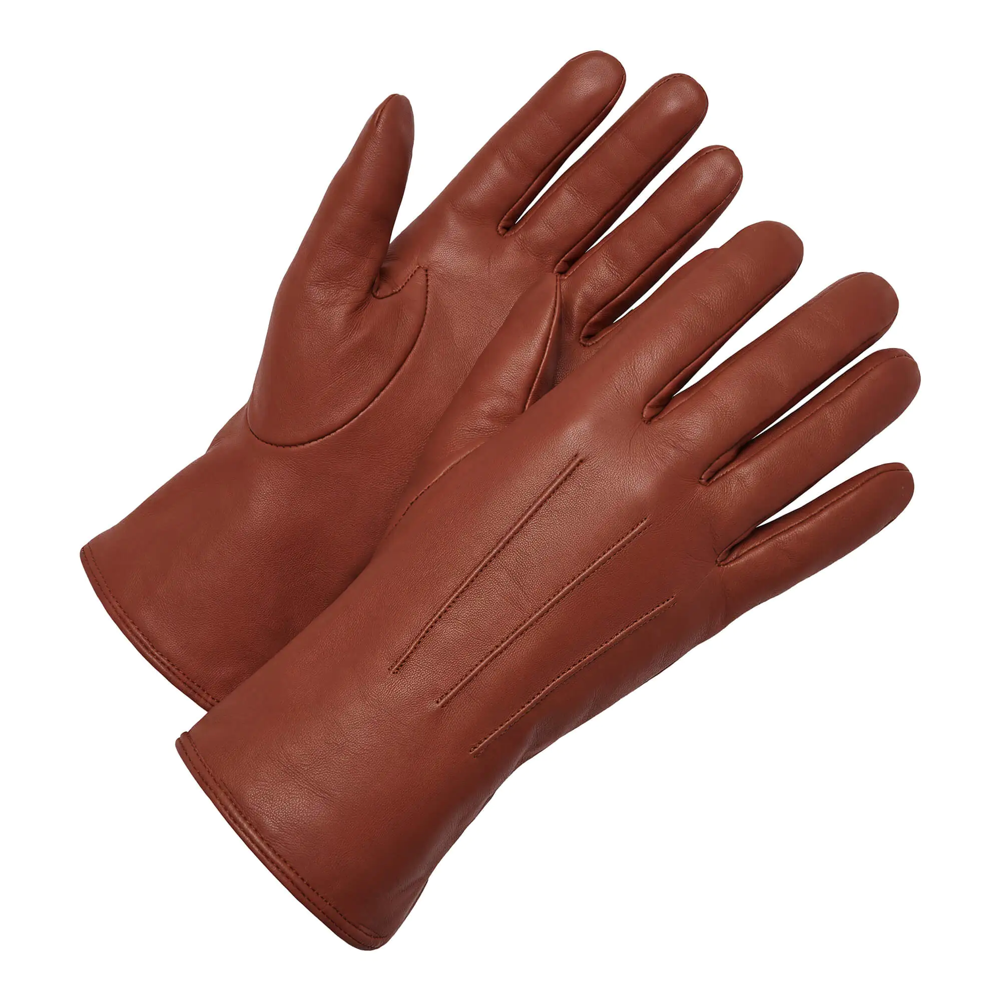 Terra leren heren winterhandschoenen met drie klassieke sierstiksels op de bovenzijde.